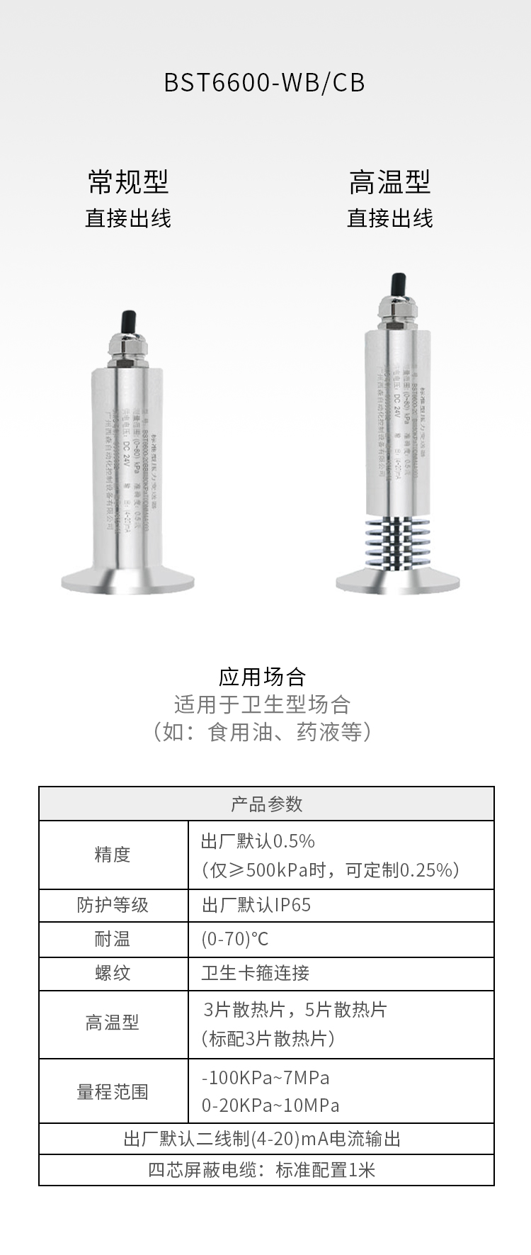 衛(wèi)生平膜型壓力變送器